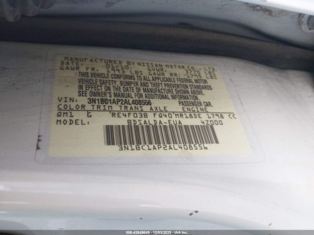 Nissan Versa 1.8s Image 9